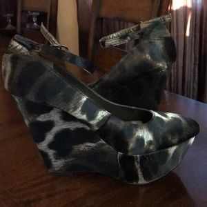Animal print wedge heels